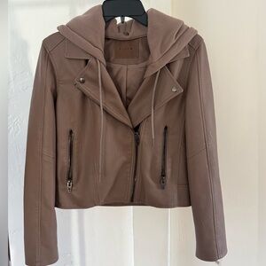 NWT Blank NYC Faux Leather Jacket with Removable Hood